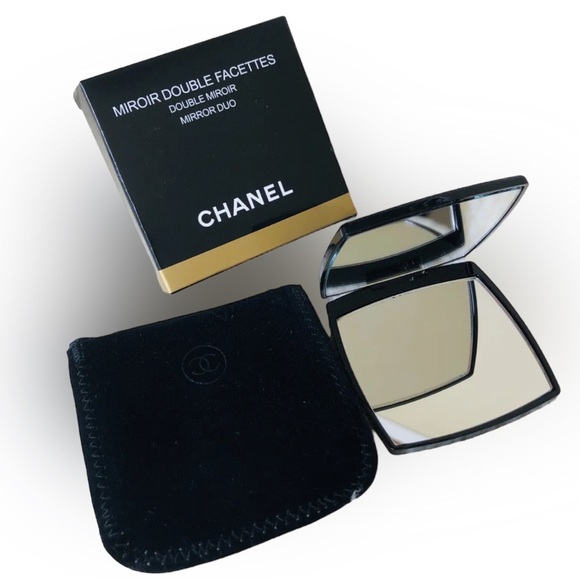 NIB CHANEL Black Double Mirror With Velvet Cover - Picture 2 of 6